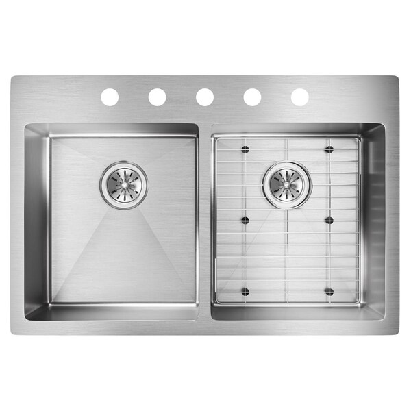 Elkay Elkay Crosstown 33"x22"x9", Equal 2-Bowl Dual Mount Sink Kit SS ECTSR33229TBG5 - main
